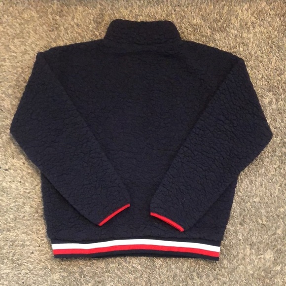 Tommy Hilfiger Women’s Teddy 1/4 Zip Navy Blue Jacket Long Sleeve Stripes Large - Picture 5 of 5